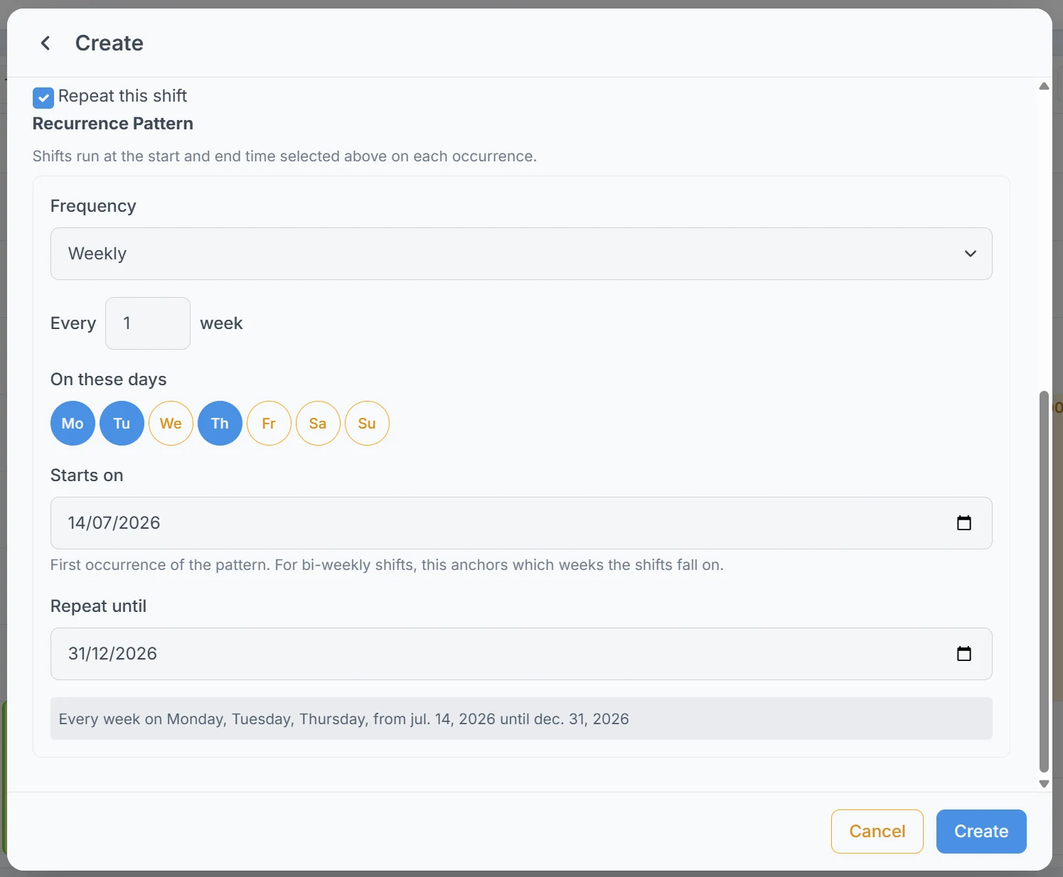 Setting up a recurring appointment in LumaCare