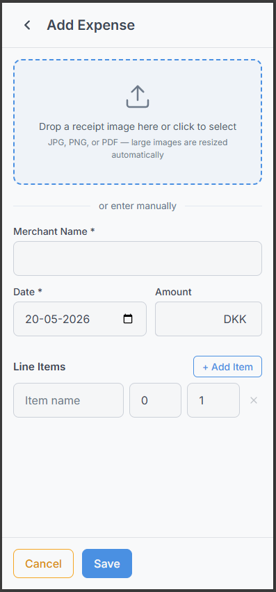 Uploading a photo of a receipt in LumaCare