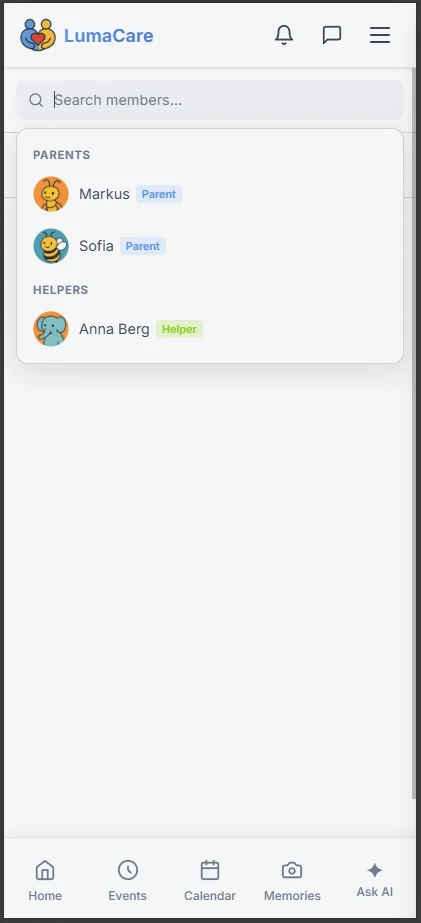 Starting a one-to-one or group family chat