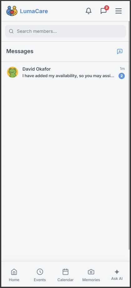 Real-time family chat with notifications across devices