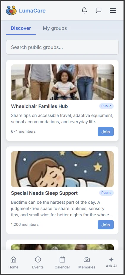Browsing and discovering groups to join