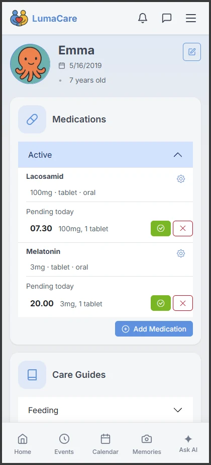 Confirming a scheduled dose from a push notification